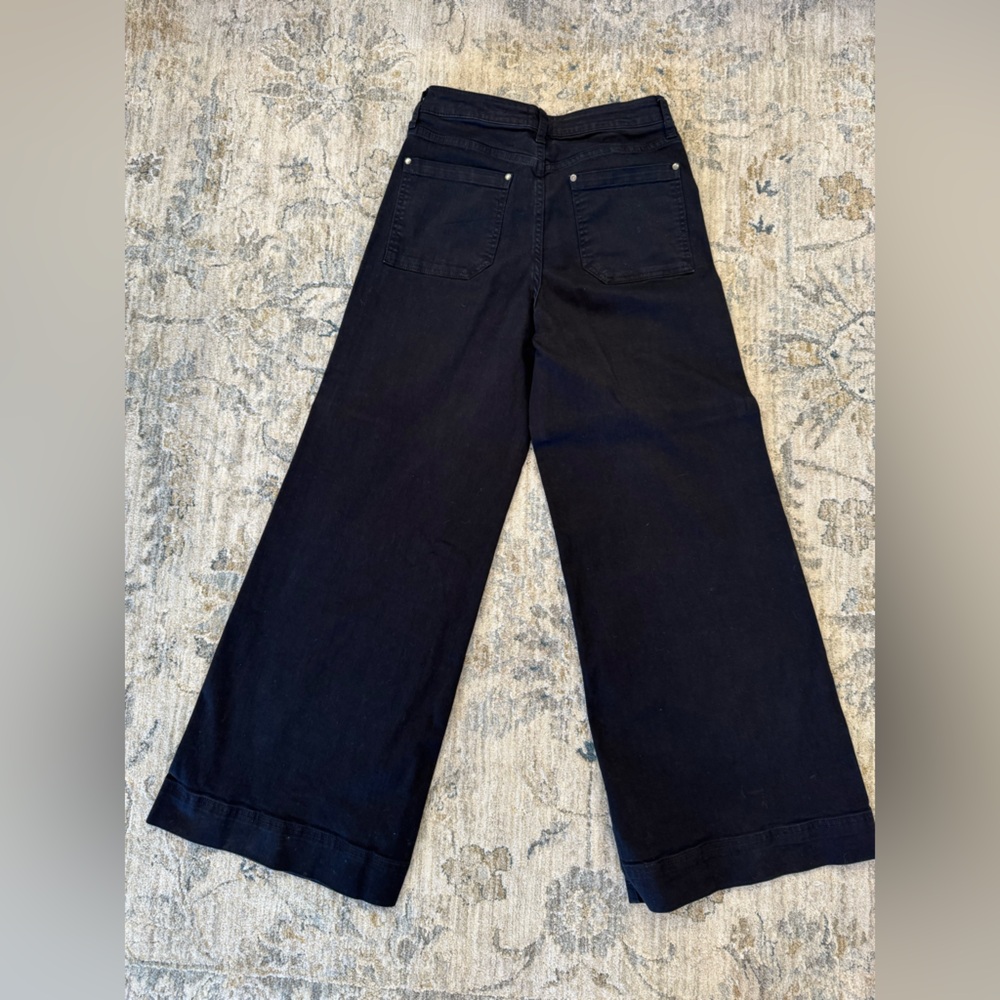 Meave by Anthropologie- The Jada High Rise Wide Leg Black Jeans size 28 - Picture 4 of 9